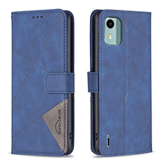 Leather Case Stands Flip Cover Holder B08F for Nokia C12 Plus Blue