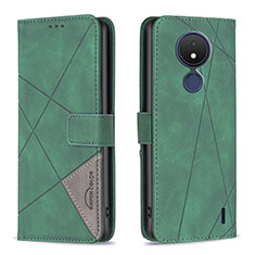 Leather Case Stands Flip Cover Holder B08F for Nokia C21 Green