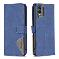 Leather Case Stands Flip Cover Holder B08F for Nokia C32 Blue