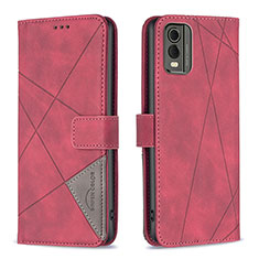 Leather Case Stands Flip Cover Holder B08F for Nokia C32 Red