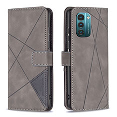 Leather Case Stands Flip Cover Holder B08F for Nokia G11 Gray