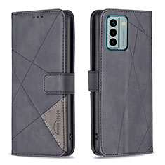 Leather Case Stands Flip Cover Holder B08F for Nokia G22 Black