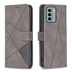 Leather Case Stands Flip Cover Holder B08F for Nokia G22 Gray