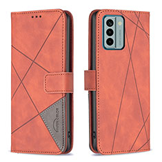 Leather Case Stands Flip Cover Holder B08F for Nokia G22 Orange