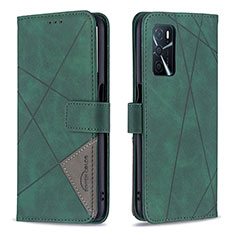 Leather Case Stands Flip Cover Holder B08F for Oppo A16s Green