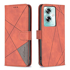 Leather Case Stands Flip Cover Holder B08F for Oppo A2 5G Orange