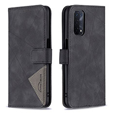 Leather Case Stands Flip Cover Holder B08F for Oppo A54 5G Black