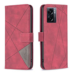 Leather Case Stands Flip Cover Holder B08F for Oppo A77 5G Red