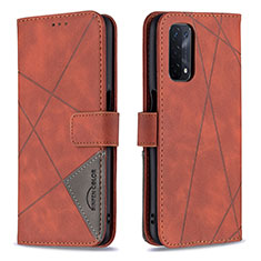 Leather Case Stands Flip Cover Holder B08F for Oppo A93 5G Orange