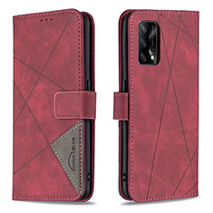 Leather Case Stands Flip Cover Holder B08F for Oppo A95 4G Red