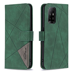 Leather Case Stands Flip Cover Holder B08F for Oppo A95 5G Green