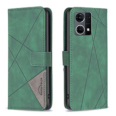 Leather Case Stands Flip Cover Holder B08F for Oppo F21 Pro 4G Green