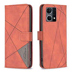 Leather Case Stands Flip Cover Holder B08F for Oppo F21 Pro 4G Orange