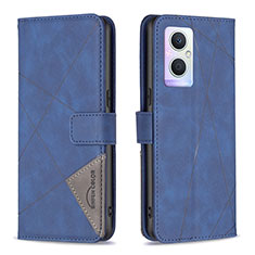 Leather Case Stands Flip Cover Holder B08F for Oppo F21 Pro 5G Blue