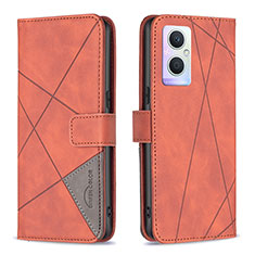 Leather Case Stands Flip Cover Holder B08F for Oppo F21 Pro 5G Orange