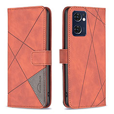 Leather Case Stands Flip Cover Holder B08F for Oppo Find X5 Lite 5G Orange