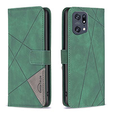 Leather Case Stands Flip Cover Holder B08F for Oppo Find X5 Pro 5G Green