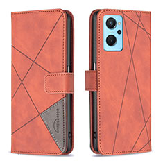 Leather Case Stands Flip Cover Holder B08F for Oppo K10 4G Orange