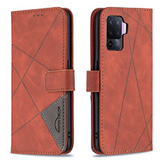 Leather Case Stands Flip Cover Holder B08F for Oppo Reno5 F Orange