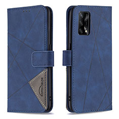 Leather Case Stands Flip Cover Holder B08F for Oppo Reno6 Lite Blue