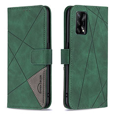 Leather Case Stands Flip Cover Holder B08F for Oppo Reno6 Lite Green