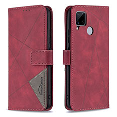 Leather Case Stands Flip Cover Holder B08F for Realme 7i RMX2193 Red