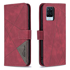 Leather Case Stands Flip Cover Holder B08F for Realme 8 Pro Red