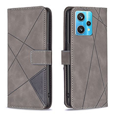 Leather Case Stands Flip Cover Holder B08F for Realme 9 4G Gray