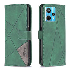 Leather Case Stands Flip Cover Holder B08F for Realme 9 4G Green