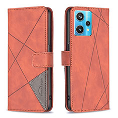 Leather Case Stands Flip Cover Holder B08F for Realme 9 4G Orange