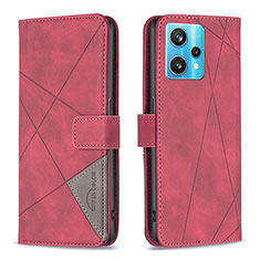 Leather Case Stands Flip Cover Holder B08F for Realme 9 4G Red