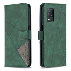 Leather Case Stands Flip Cover Holder B08F for Realme 9 5G India Green