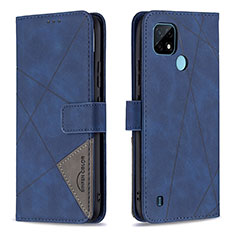 Leather Case Stands Flip Cover Holder B08F for Realme C21 Blue