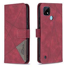 Leather Case Stands Flip Cover Holder B08F for Realme C21 Red