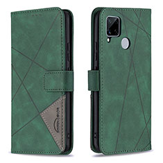 Leather Case Stands Flip Cover Holder B08F for Realme C25S Green