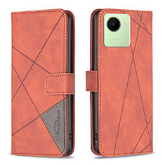 Leather Case Stands Flip Cover Holder B08F for Realme C30s Orange