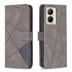 Leather Case Stands Flip Cover Holder B08F for Realme C33 Gray