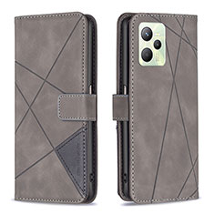 Leather Case Stands Flip Cover Holder B08F for Realme C35 Gray