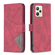 Leather Case Stands Flip Cover Holder B08F for Realme C35 Red