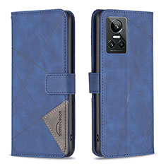 Leather Case Stands Flip Cover Holder B08F for Realme GT Neo3 5G Blue