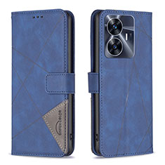 Leather Case Stands Flip Cover Holder B08F for Realme Narzo N55 Blue