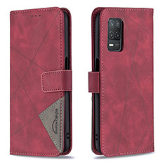 Leather Case Stands Flip Cover Holder B08F for Realme Q3 5G Red