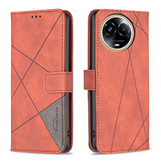 Leather Case Stands Flip Cover Holder B08F for Realme V50s 5G Orange