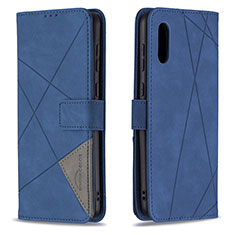 Leather Case Stands Flip Cover Holder B08F for Samsung Galaxy A02 Blue