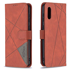Leather Case Stands Flip Cover Holder B08F for Samsung Galaxy A02 Orange