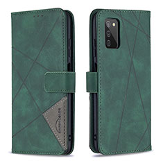 Leather Case Stands Flip Cover Holder B08F for Samsung Galaxy A02s Green