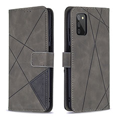 Leather Case Stands Flip Cover Holder B08F for Samsung Galaxy A03s Gray