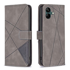 Leather Case Stands Flip Cover Holder B08F for Samsung Galaxy A04 4G Gray