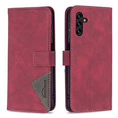 Leather Case Stands Flip Cover Holder B08F for Samsung Galaxy A04s Red