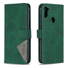 Leather Case Stands Flip Cover Holder B08F for Samsung Galaxy A11 Green